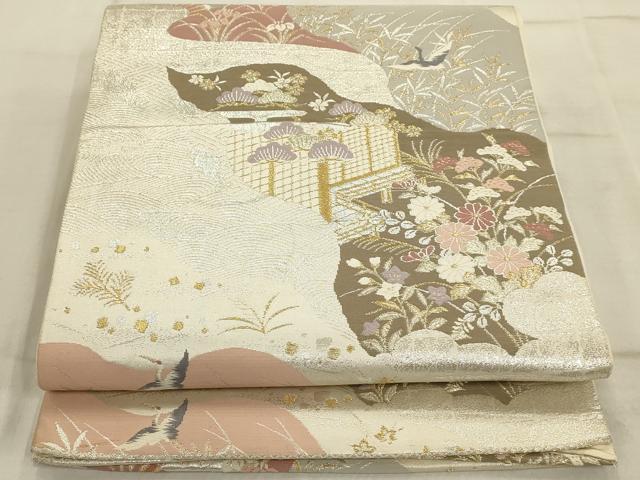 平和屋着物◎六通柄袋帯 唐織 道長花鳥文 金銀糸 正絹 逸品 AAAQ5746tm