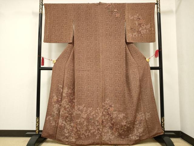 平和屋着物□訪問着 橘 金彩 鬼しぼ縮緬 正絹 逸品 AAAQ7434ma