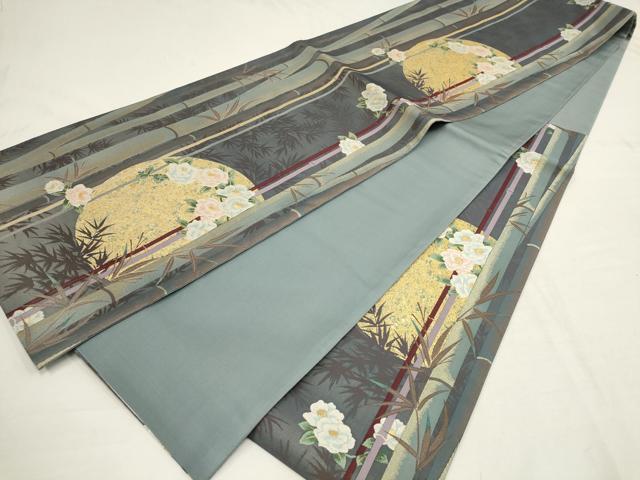 平和屋着物●西陣 河瀬満織物謹製 江戸の粋 六通柄袋帯 椿 月 竹 金糸 証紙付き 正絹 逸品 AAAQ7619wj