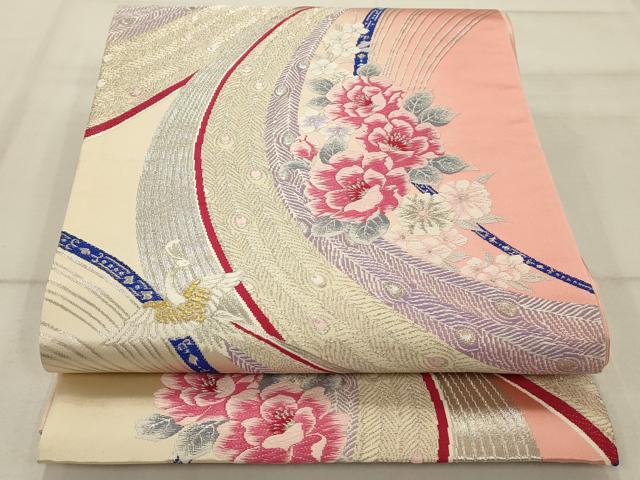 平和屋着物◎六通柄袋帯 唐織 花鳥文 金銀糸 正絹 逸品 AAAR0513tm