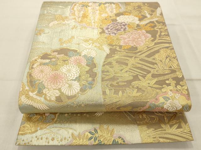 平和屋着物◎六通柄袋帯 唐織 雪輪花鳥文 金銀糸 正絹 逸品 AAAR0514tm