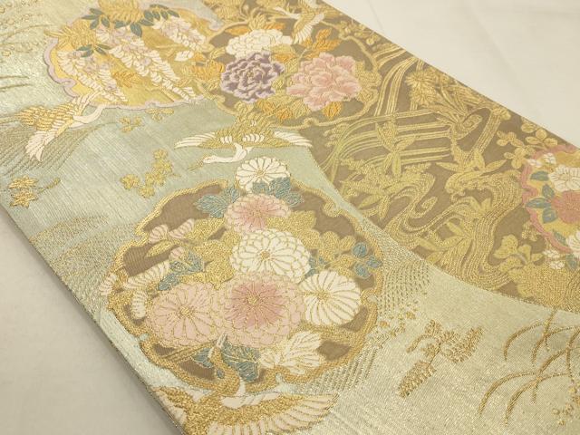 平和屋着物◎六通柄袋帯 唐織 雪輪花鳥文 金銀糸 正絹 逸品 AAAR0514tm