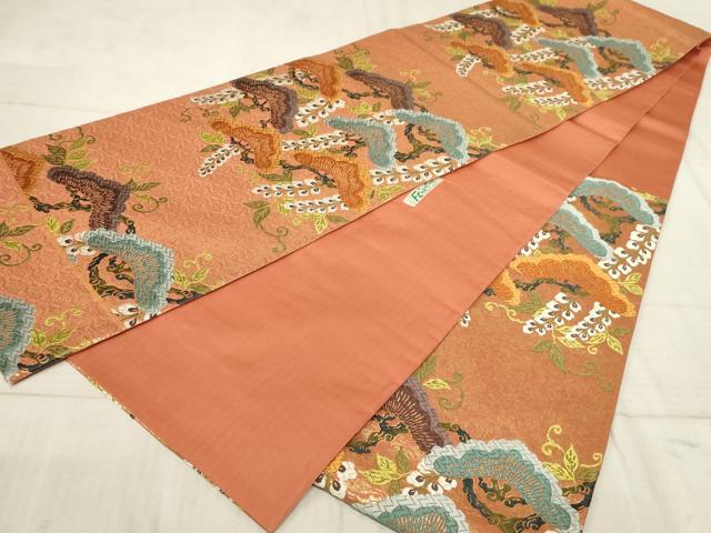 平和屋着物◎六通柄袋帯 唐織 松藤花房 金糸 正絹 逸品 AAAR1878sx