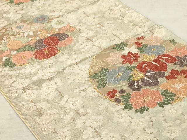 平和屋着物◎六通柄袋帯 唐織 花丸文 金糸 正絹 逸品 AAAR1879sx