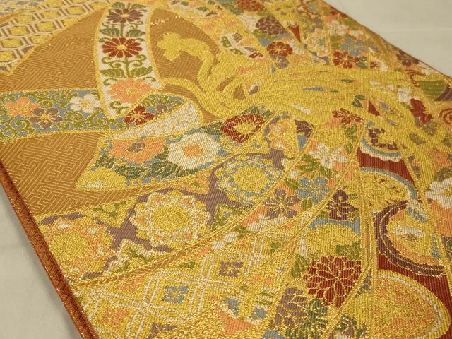 平和屋着物◎佐賀錦 六通柄袋帯 束ね熨斗花文 金糸 正絹 逸品 AAAR4609ou