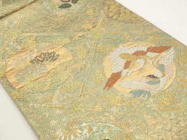 平和屋着物◎六通柄袋帯 天井花鳥丸文 金銀糸 引箔 正絹 逸品 AAAR5090st