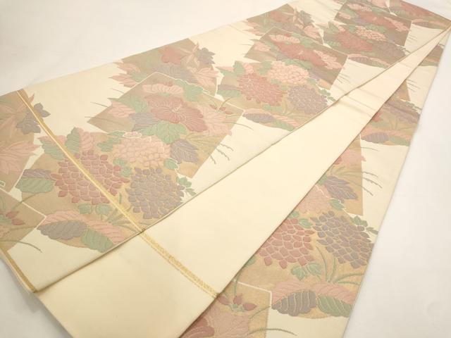 平和屋着物◎全通柄 本袋帯 色紙花文 金糸 正絹 逸品 AAAR5101st