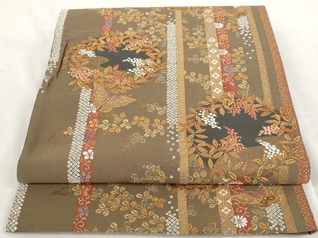 平和屋着物◎六通柄袋帯 唐織 南天文 金糸 正絹 逸品 AAAR5147st