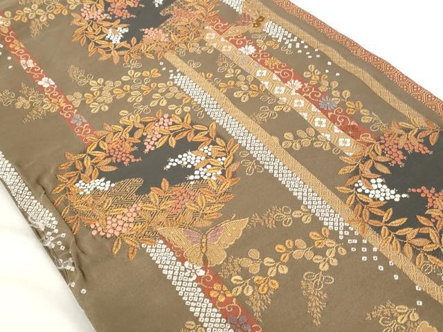 平和屋着物◎六通柄袋帯 唐織 南天文 金糸 正絹 逸品 AAAR5147st