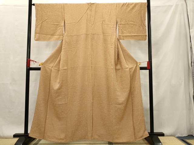 平和屋着物■上質な色無地 草花地紋 伽羅色 正絹 逸品 AAAR5265ru