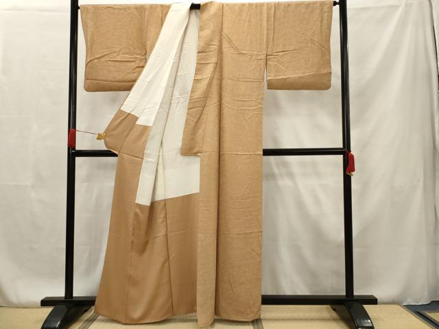 平和屋着物■上質な色無地 草花地紋 伽羅色 正絹 逸品 AAAR5265ru
