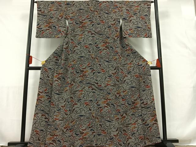 平和屋着物■上質な小紋 型染め つくし 土筆 正絹 逸品 AAAR6868jh