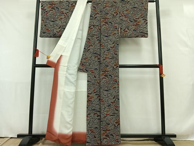 平和屋着物■上質な小紋 型染め つくし 土筆 正絹 逸品 AAAR6868jh