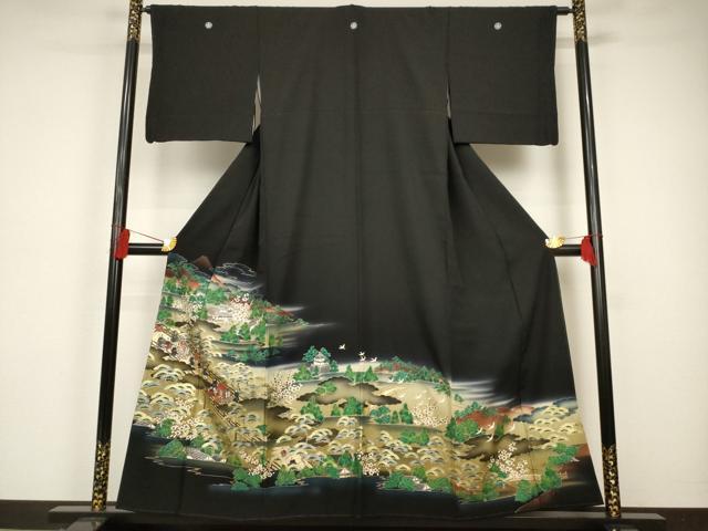 平和屋着物■豪華黒留袖 人物風景文 暈し染め 金銀彩 正絹 逸品 AAAR7342br