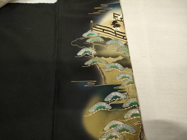 平和屋着物■豪華黒留袖 人物風景文 暈し染め 金銀彩 正絹 逸品 AAAR7342br