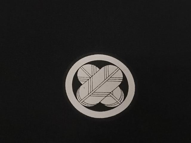 平和屋着物●男性 黒紋付 羽織セット 正絹 逸品 AAAQ0673np