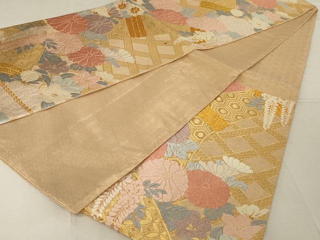 平和屋着物◎六通柄袋帯 唐織 草花文 金糸 正絹 逸品 AAAR8016ou