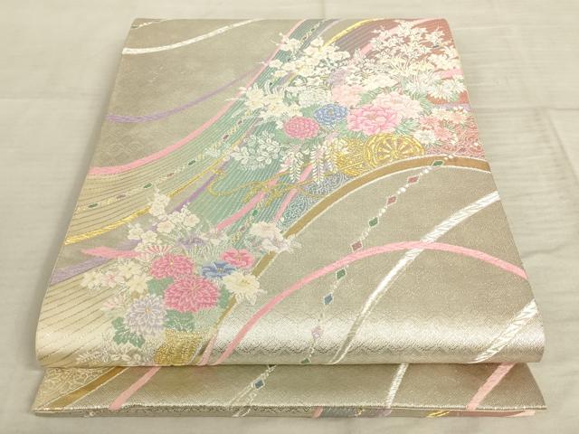 平和屋着物◎六通柄袋帯 唐織 花車文 金銀糸 正絹 逸品 AAAR8850pf