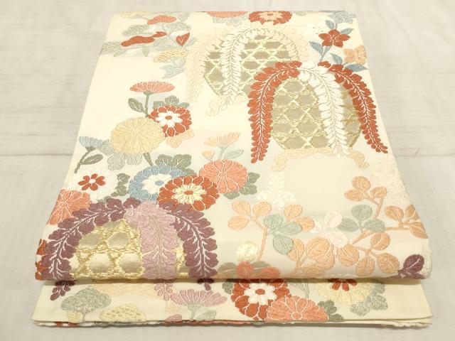 平和屋着物■六通柄袋帯 唐織 草花文 金糸 正絹 逸品 AAAR9428pf