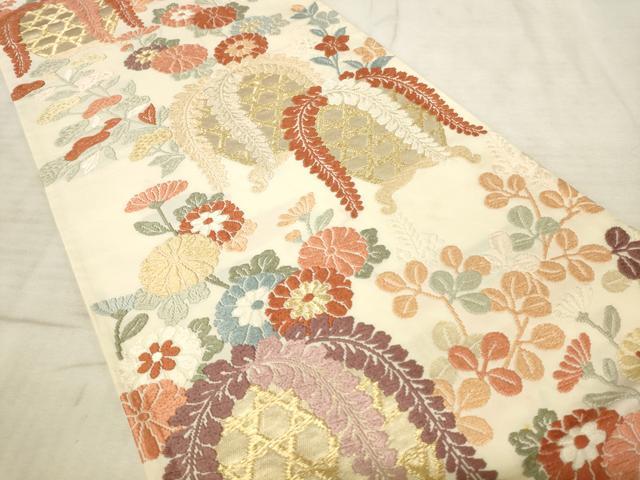 平和屋着物■六通柄袋帯 唐織 草花文 金糸 正絹 逸品 AAAR9428pf