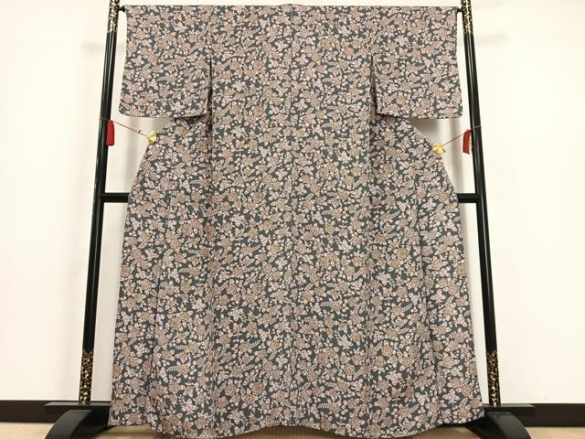 平和屋着物▽上質な小紋 単衣 辻が花 鬼しぼ縮緬 正絹 逸品 AAAS1488oa