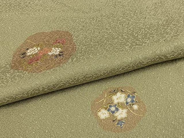 平和屋着物▽上質な小紋 単衣 草花文 金彩 正絹 逸品 AAAS1492oa