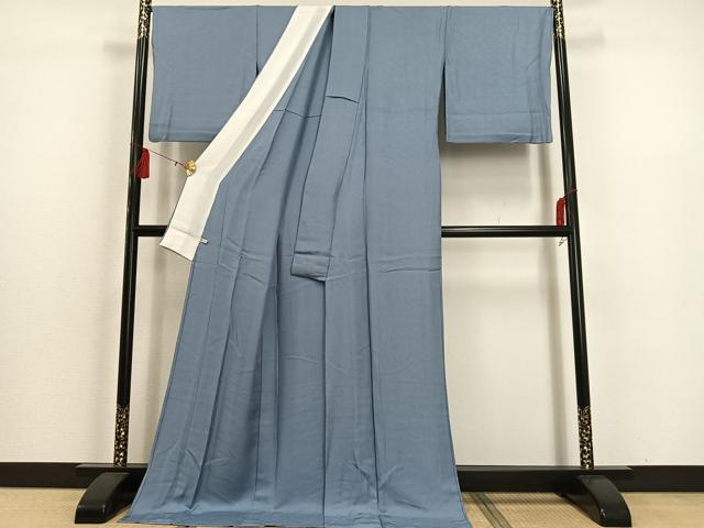 平和屋着物▽上質な色無地 単衣 飛鶴風景地紋 紅碧色 ほていや扱い ロング丈 正絹 逸品 AAAS1493oa