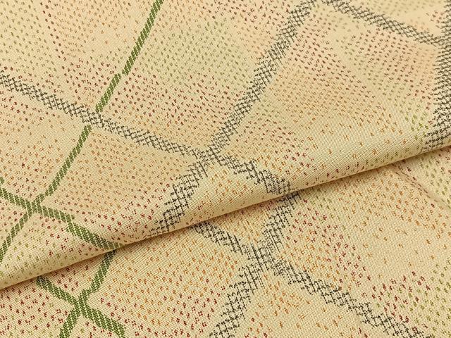 平和屋着物▽上質な紬 単衣 変わり格子 正絹 逸品 AAAS1498oa