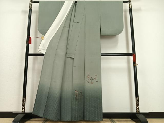 平和屋着物▽豪華色留袖 単衣 刺繍 松文 暈し染め 金糸 正絹 逸品 AAAS1507oa