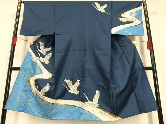 平和屋着物▽男性 訪問着 単衣 飛鶴文 金彩 洗える着物 AAAS1526oa