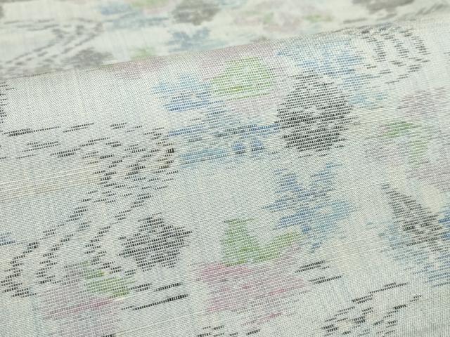 平和屋着物▽上質な紬 単衣 流水草花文 正絹 逸品 AAAS3067iu