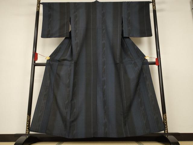平和屋着物▽本塩沢 単衣 110亀甲 群鶴間道 正絹 逸品 未使用 AAAS3069iu