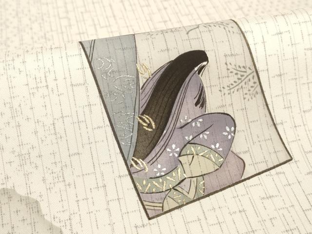 平和屋着物▽本場染大島紬 訪問着 単衣 色紙重ね人物文 暈し染め 金銀彩 正絹 逸品 AAAS3075iu