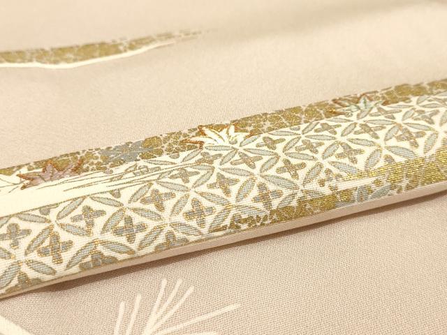 平和屋着物▽訪問着 単衣 駒刺繍 枝葉吉祥文 金彩 正絹 逸品 AAAS3076iu
