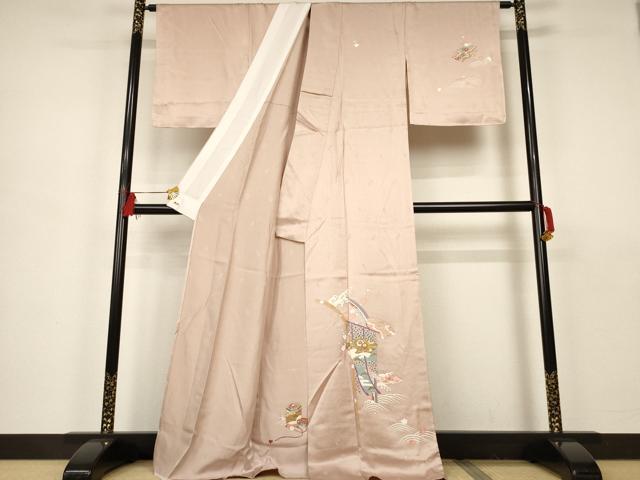 平和屋着物▽訪問着 単衣 貝桶花文 金彩 三越扱い 正絹 逸品 未使用 AAAS3086iu