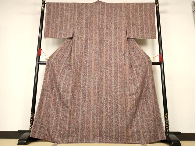 平和屋着物▽小紋 単衣 更紗間道 胴抜き仕立て 洗える着物 AAAS3109iu