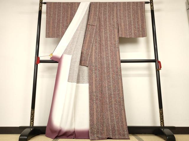 平和屋着物▽小紋 単衣 更紗間道 胴抜き仕立て 洗える着物 AAAS3109iu