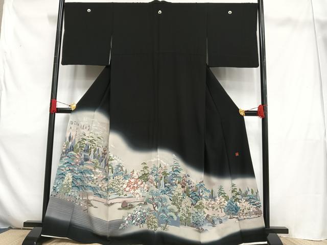 平和屋着物■豪華黒留袖 作家物 風景文 暈し染め 正絹 逸品 AAAS3869es