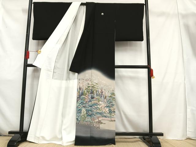 平和屋着物■豪華黒留袖 作家物 風景文 暈し染め 正絹 逸品 AAAS3869es