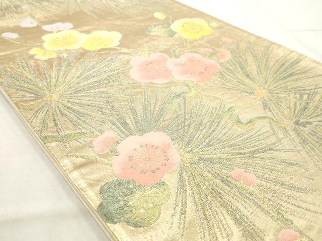 平和屋着物◎六通柄袋帯 唐織 梅松文 金糸 正絹 逸品 AAAS3902hg