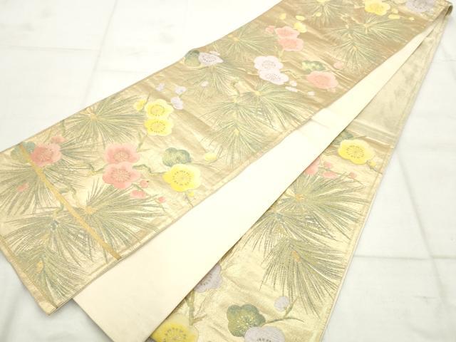平和屋着物◎六通柄袋帯 唐織 梅松文 金糸 正絹 逸品 AAAS3902hg