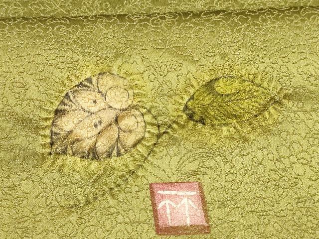 平和屋着物●極上 久保田一竹 幻の辻が花 色無地 反物 着尺 若苗色 金通し地 正絹 逸品 未使用 AAAS4172uw