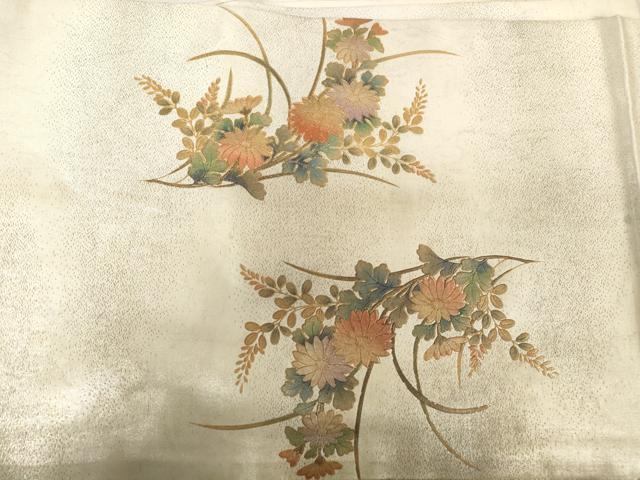 平和屋着物◎太鼓柄袋帯 螺鈿 草花文 金彩 金通し地 正絹 逸品 AAAS4361hg