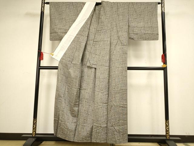 平和屋着物▽上質な紬 単衣 琉球絣文 正絹 逸品 AAAS4928fy