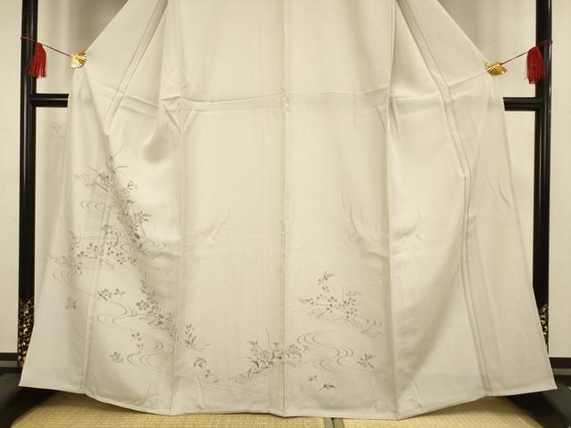 平和屋着物▽訪問着 単衣 流水草花文 正絹 逸品 未使用 AAAS4931fy