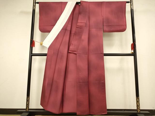 平和屋着物▽上質な色無地 単衣 檜垣地紋 葡萄茶色 正絹 逸品 AAAS4955fy