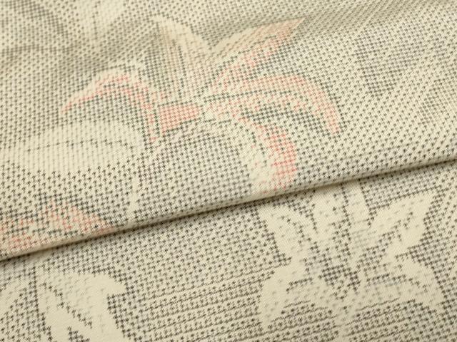 平和屋着物▽本場大島紬 単衣 白大島 120亀甲 唐草花文 正絹 逸品 AAAS4957fy