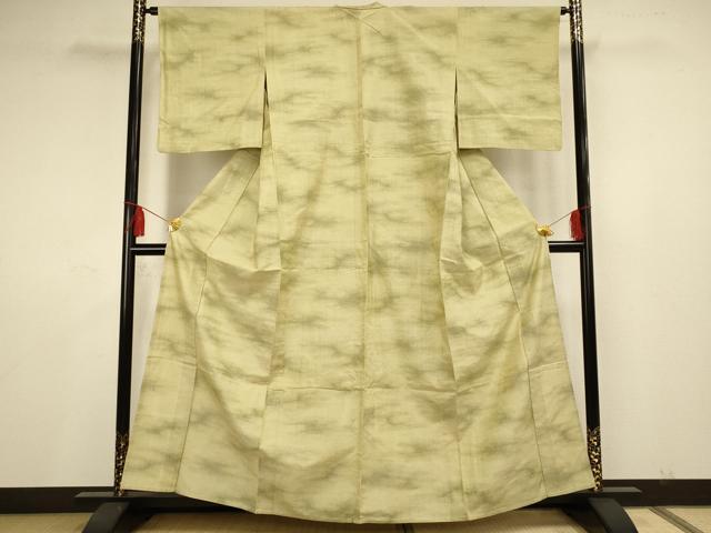 平和屋着物▽上質な紬 単衣 霞文 正絹 逸品 AAAS4958fy