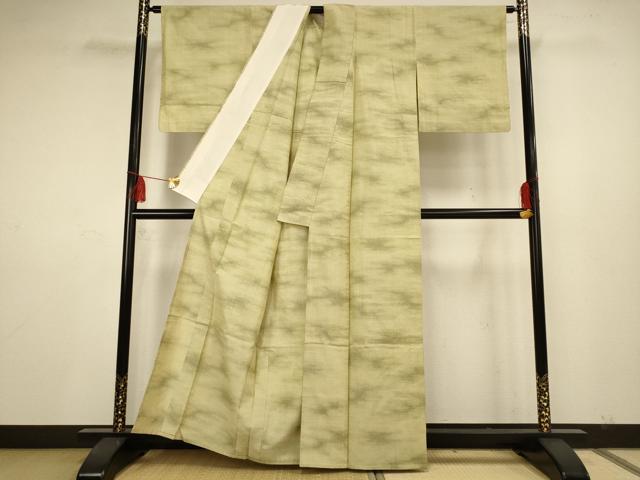 平和屋着物▽上質な紬 単衣 霞文 正絹 逸品 AAAS4958fy