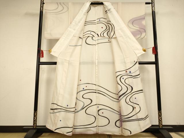 平和屋着物▽訪問着 無双 紗袷 紗×紗 流水文 正絹 逸品 AAAS4968fy